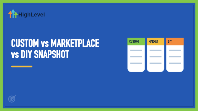 Custom GoHighLevel Snapshot vs Marketplace vs DIY