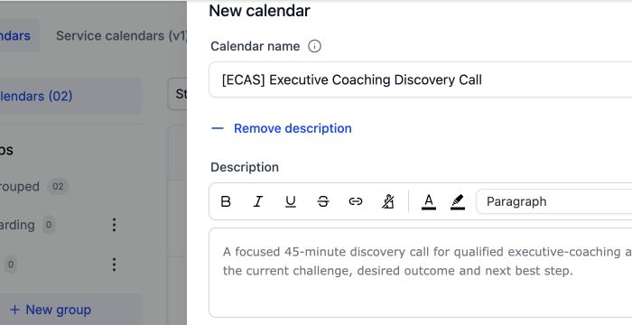 Calendar settings that require installation review